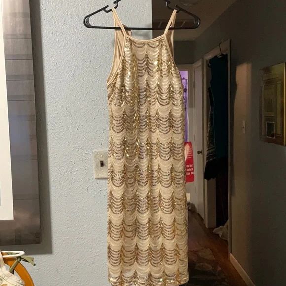 Crystal Doll Dresses | Crystal Doll Sequin Dress | Color: Gold | Size: 13j | Leahsmail11's Closet